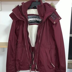 SUPERDRY Maroon Fleece Lined Windbreaker Jacket -M